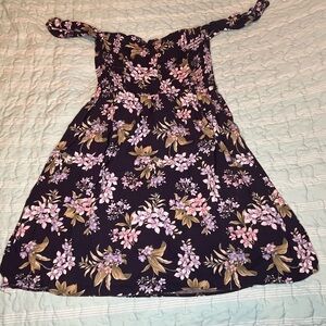 American Eagle Outfitters Floral Dress w/ Off Shoulder Straps - Purple and Green